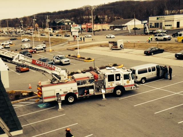 Ladder 4 operating at a Chimney Fire at an East Whiteland Restaurant - March 2014